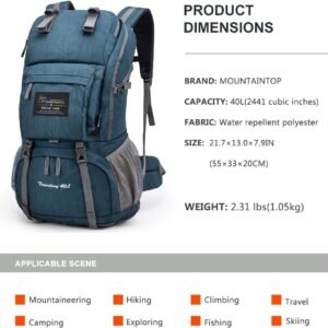 MOUNTAINTOP 40L Hiking Backpack Lightweight Travel Backpack for Men&Women Outdoor Camping Backpacking