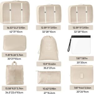 Compression Packing Cubes for Travel 9 Set, Expandable Large Luggage Packing Organizers Suitcase Organizer Cubes with Liquids Bags & Hanging Toiletry Bag, Travel Accessories Luggage Carry On Suitcase