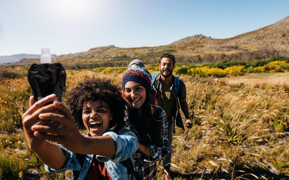 Collapsible Reusable Water Bottle with Carabiner Clip by Activiva - Light Weight Leak Proof Foldable Drinking Water Bottle - Non-Toxic BPA Free - 16.9 oz - 4 Pack - Image 2