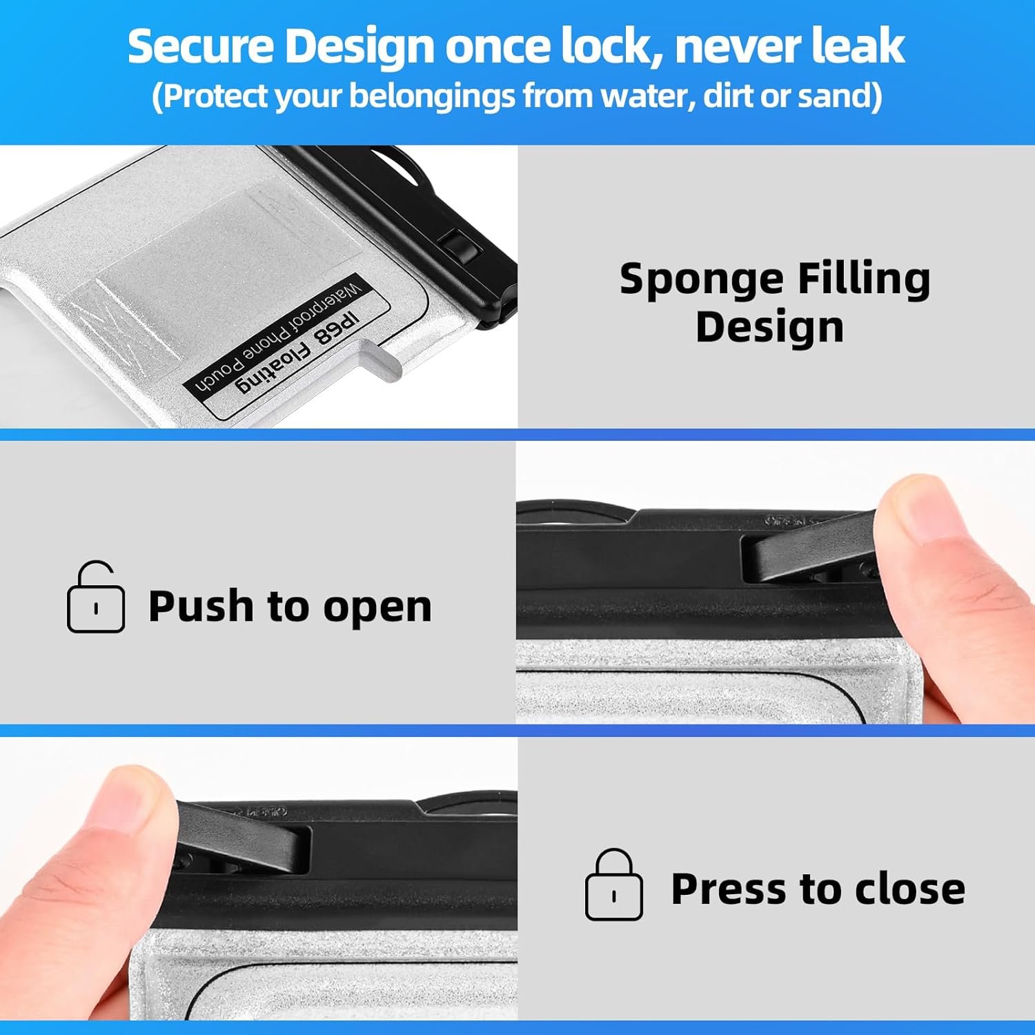 Waterproof Phone Pouch, IP68 Floating Waterproof Phone Case, Dry Bag Beach Essentials with Adjustable Lanyard for iPhone 16 Pro Max /15 Pro/Galaxy S24 S23, Up to 7.0'', Flash Silver, 1 Pack - Image 8