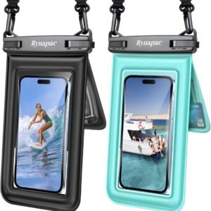 [Up to 8.5”] Floating Waterproof Phone Pouch 2 Pack, IPX8 Double Space Waterproof Phone Case with Lanyard for iPhone 17 16 15 Pro Max, Galaxy S25 Ultra, Cellphone Dry Bag Beach Cruise Ship Essentials