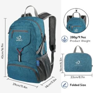 WATERFLY Small Lightweight Packable Backpack: 20l Ultra Light Foldable Travel Hiking Camping Daypack Day Pack for Man Woman