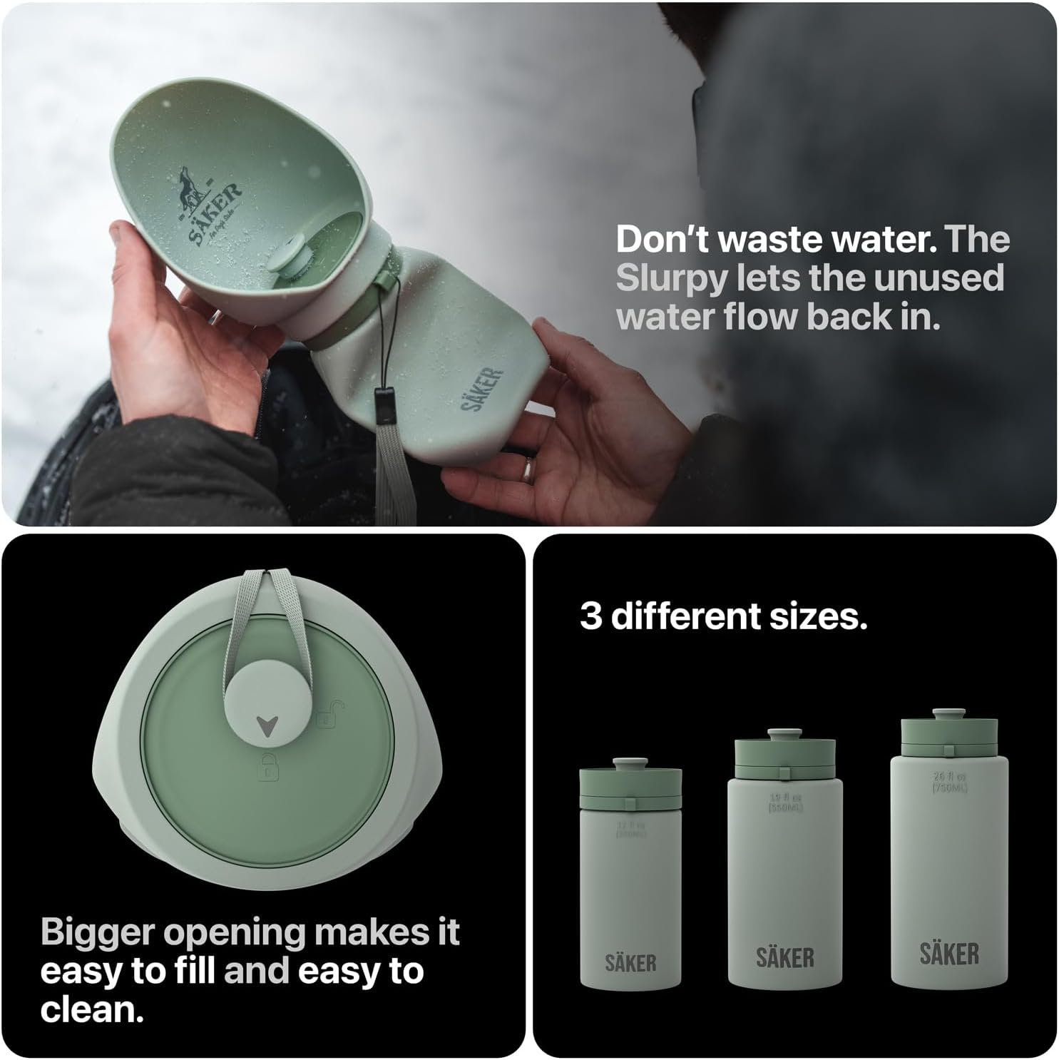 SÄKER Portable Dog Water Bottle, Collapsible Water Bottle for Dogs Perfect for Walking, Hiking and Outdoors | Works as a Portable Water Bowl | Designed in Montreal - 550ml - Image 6