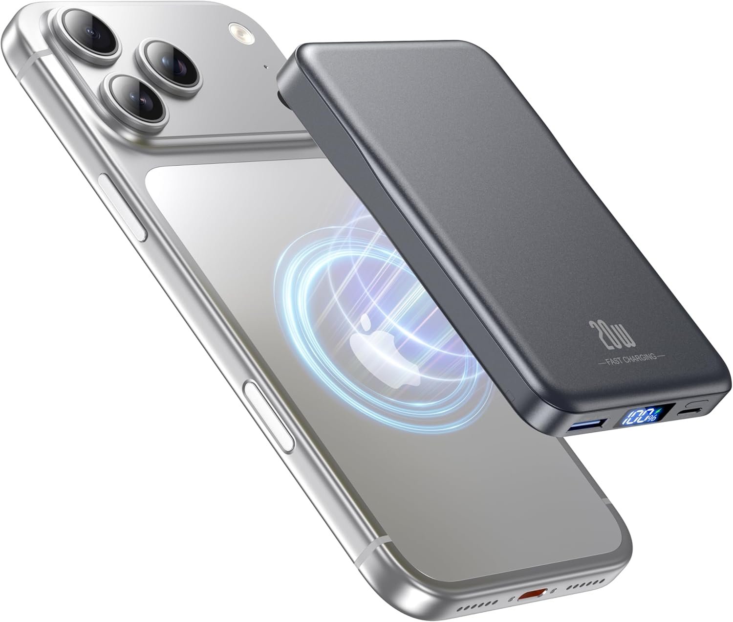 Magnetic Portable Charger, 10000mAh for Magsafe Battery Pack, 20W Fast Charging Power Bank, Travel Essential of Wireless Charger Compatible with iPhone 17/16/15/14/13 Pro/Max/Air/Plus-SpaceGray