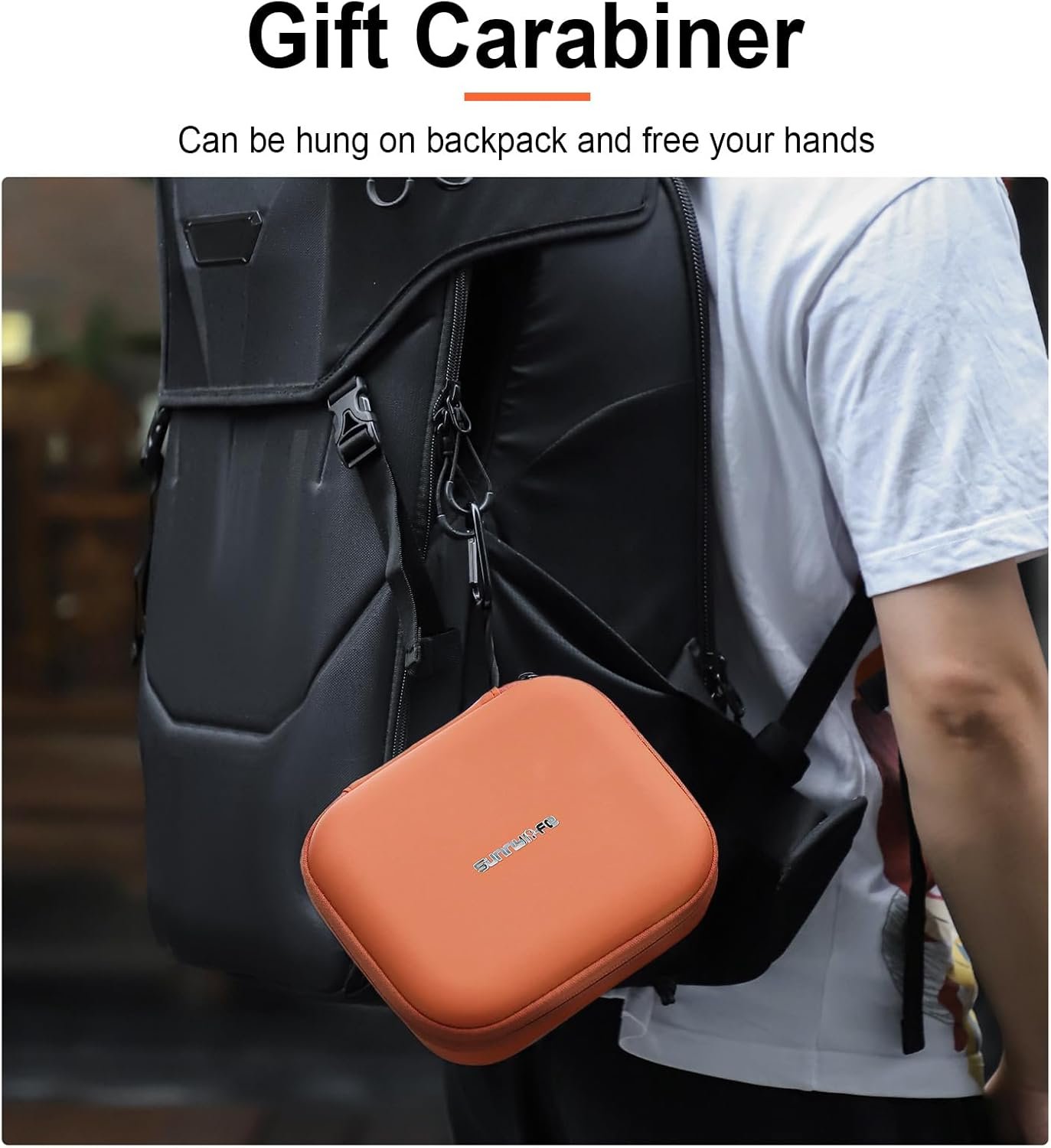Sunnylife Carrying Case for DIJ NEO Drone, Portable Storage Travel Bag Case with Carabiner Hook for DJI NEO Drone and Accessories Protection, Orange - Image 6