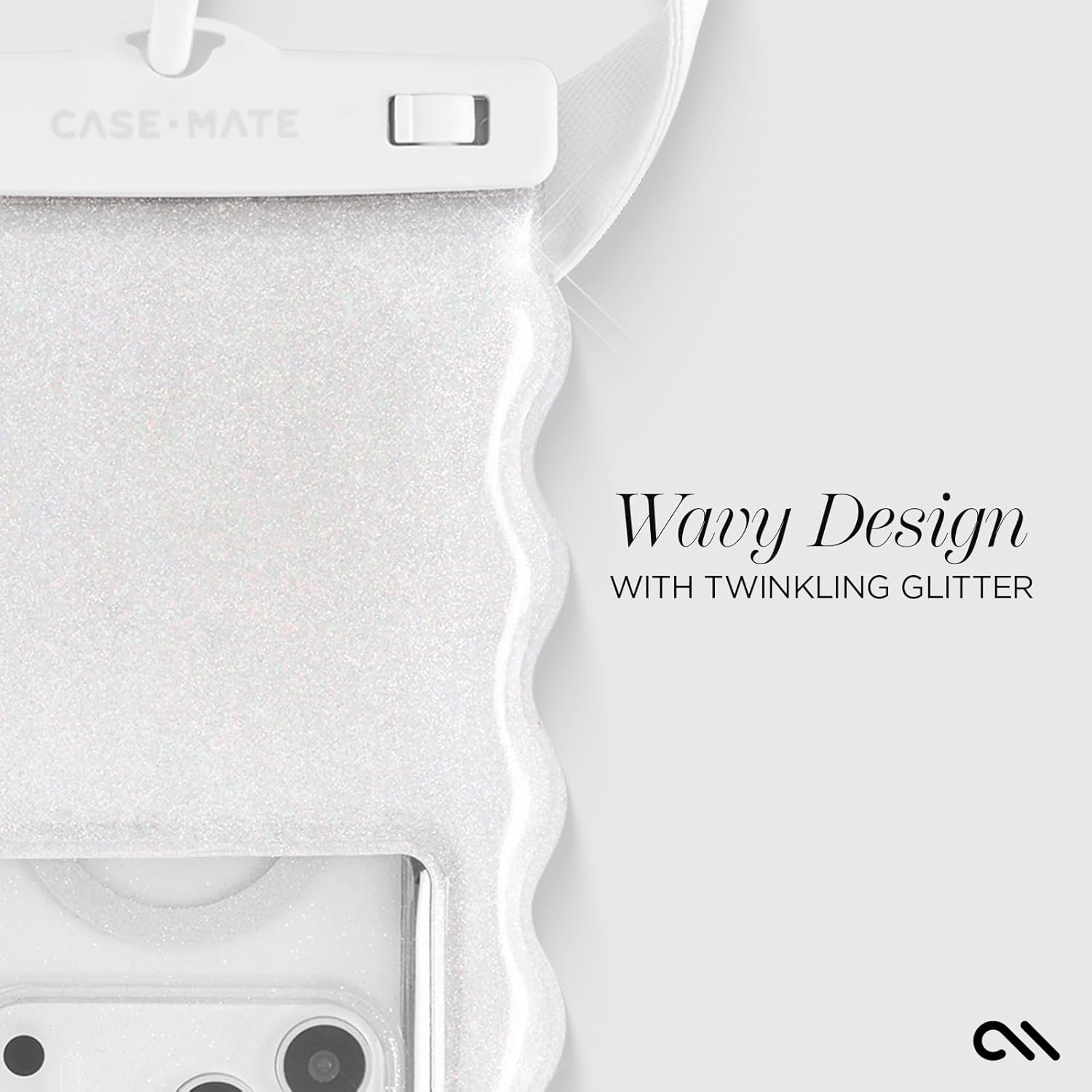 Case-Mate Wavy IP68 Waterproof Phone Pouch - Large Floating Phone Case w/Crossbody Lanyard - Cruise Ship Travel Essentials Compatible w/All Devices - Hidden Pocket for Card/Cash- Ivory Twinkle - Image 7