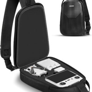 Mini 4 Pro Case, Mini 3/4 Pro Waterproof Hard Carrying Case, Portable Travel Drone Sling Backpack, Crossbody Bag for DJI RC 2/RC/N3/N2/N1 Controller, DJI Fly More Combo and Drone Accessories
