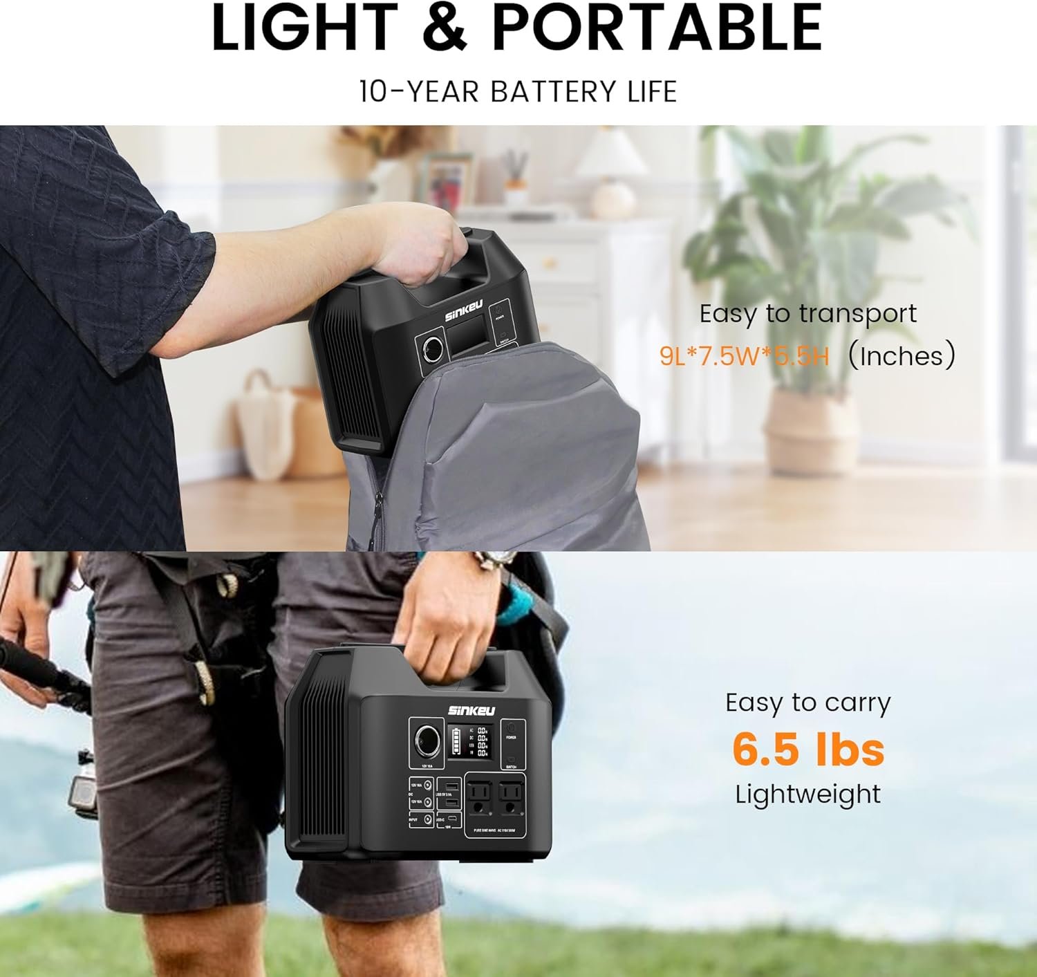 SinKeu Portable Power Station 80000mAh, 256Wh LiFePO4 Battery Backup,300W AC Outlets, Solar Generator for Hurricane Emergency Outdoor Camping RVs Home - Image 3