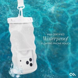 Case-Mate Wavy IP68 Waterproof Phone Pouch – Large Floating Phone Case w/Crossbody Lanyard – Cruise Ship Travel Essentials Compatible w/All Devices – Hidden Pocket for Card/Cash- Ivory Twinkle