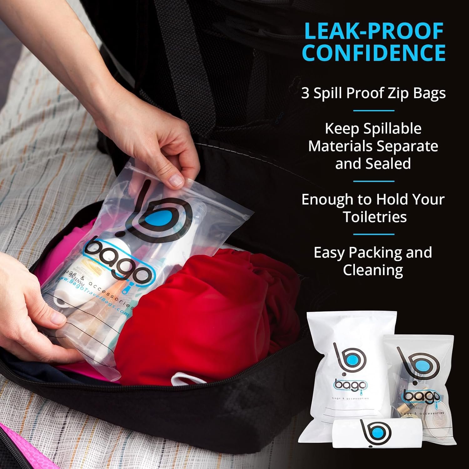 bago 8 Pcs Packing Cubes for Travel - 5 Travel Packing Cubes for Suitcases with 3 ZipLock Bags, Luggage Organizer Bags to Get Maximum Storage, Save Time & Effort to Pack (Black Blue Purple Green Pink) - Image 7