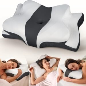 Cozyplayer True Cooling Cervical Neck Pillow for Pain Relief, Ergonomic Side Sleeper Pillow for Neck Support, Odorless Orthopedic Contour Memory Foam Pillows, Bed Pillow for Back Stomach Sleeper