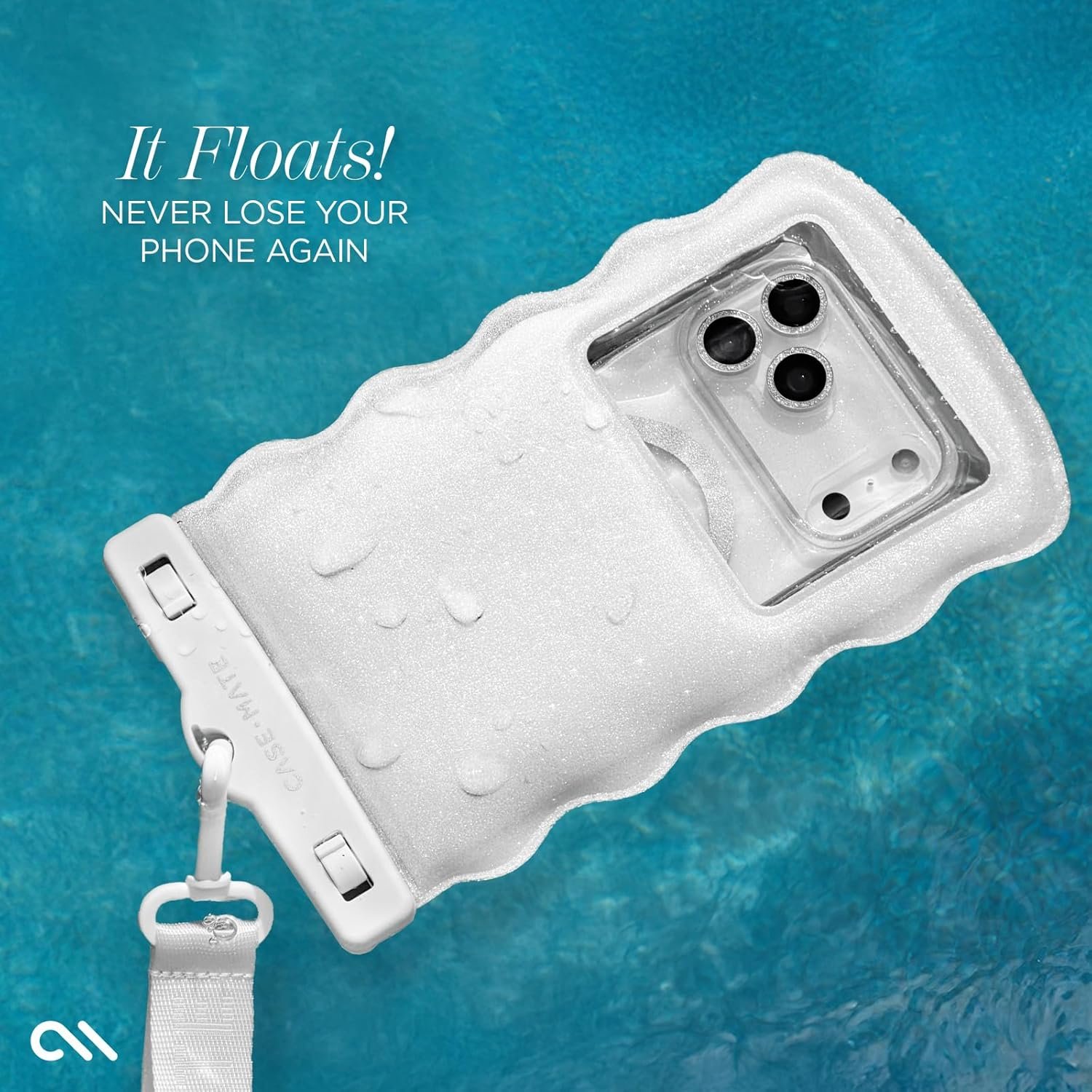 Case-Mate Wavy IP68 Waterproof Phone Pouch - Large Floating Phone Case w/Crossbody Lanyard - Cruise Ship Travel Essentials Compatible w/All Devices - Hidden Pocket for Card/Cash- Ivory Twinkle - Image 5
