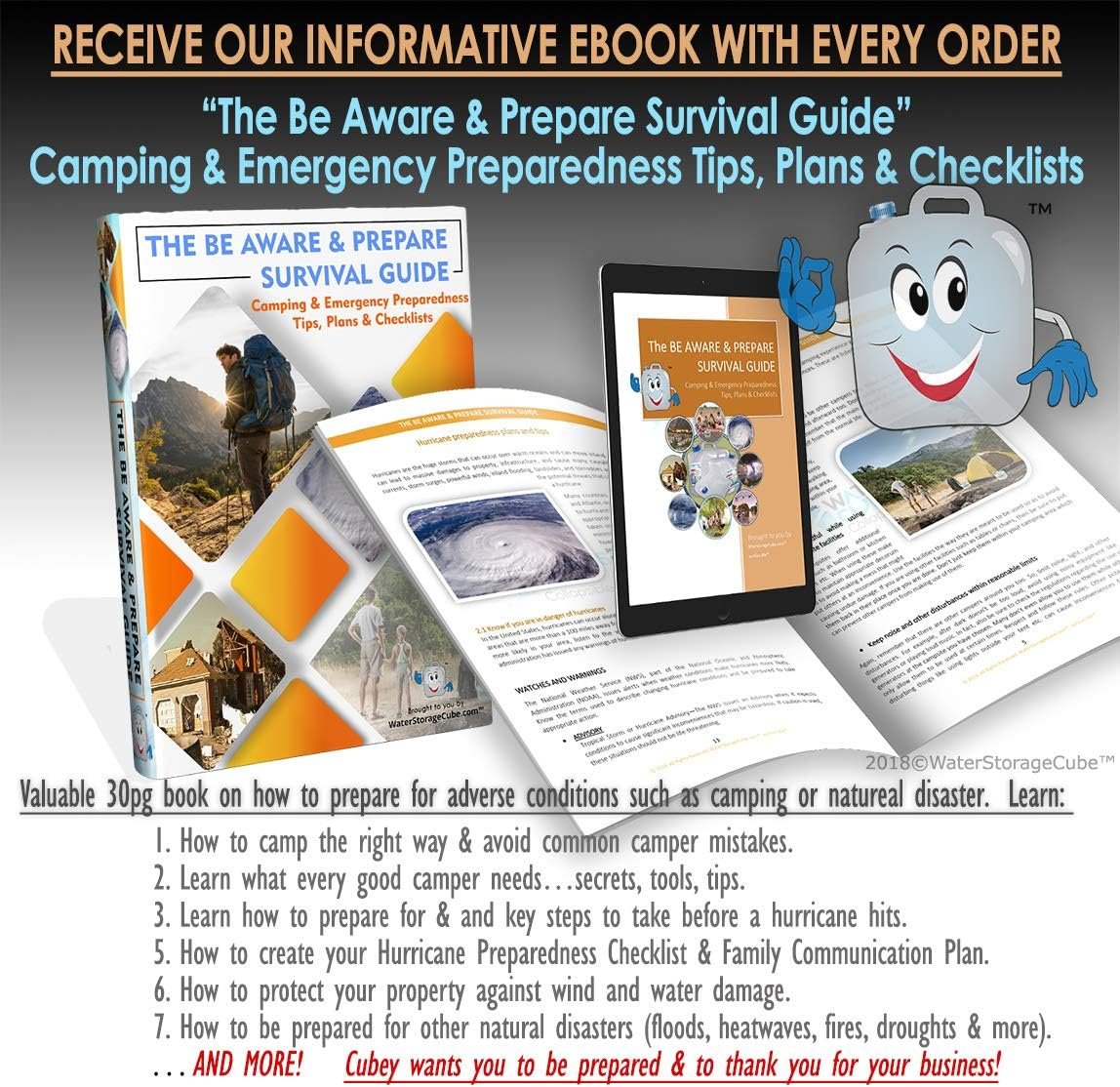 WaterStorageCube Premium Collapsible Water Container Bag, BPA Free Food Grade Clear Plastic Storage Jug for Camping Hiking Backpack Emergency, No-Leak Freezable Foldable Water Bottle 1.3/2.6 Gallon - Image 9