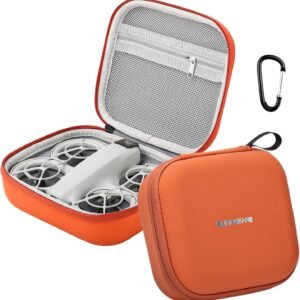 Sunnylife Carrying Case for DIJ NEO Drone, Portable Storage Travel Bag Case with Carabiner Hook for DJI NEO Drone and Accessories Protection, Orange