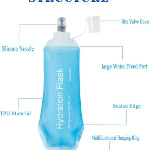 AXEN Soft Flask TPU Foldable Running Hydration Flask, Soft Collapsible Water Bottle for Hydration Pack Cycling Marathon Running Hiking