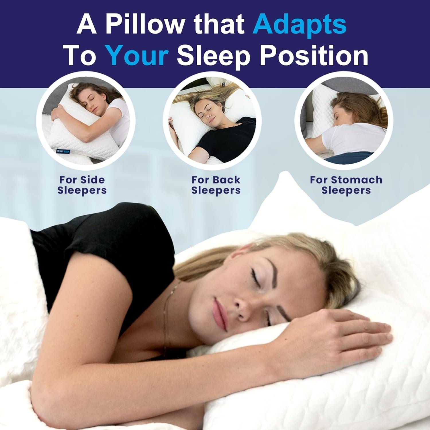 Sidney Sleep Adjustable Curved Contour Fill Pillow – Queen Size – for Side and Back Sleepers – Neck & Shoulder Comfort Support – Extra Fill Included (White) - Image 4