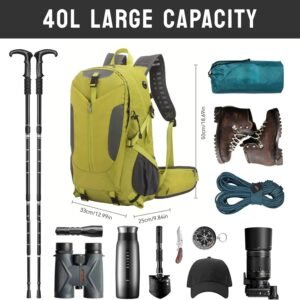 Hiking Backpack 40L, Waterproof Hiking Backpack with Rain Cover, Large Camping Bag Outdoor Sport Travel Daypack | Rain Cover, Camping Bag, Outdoor Sport, Travel Daypack