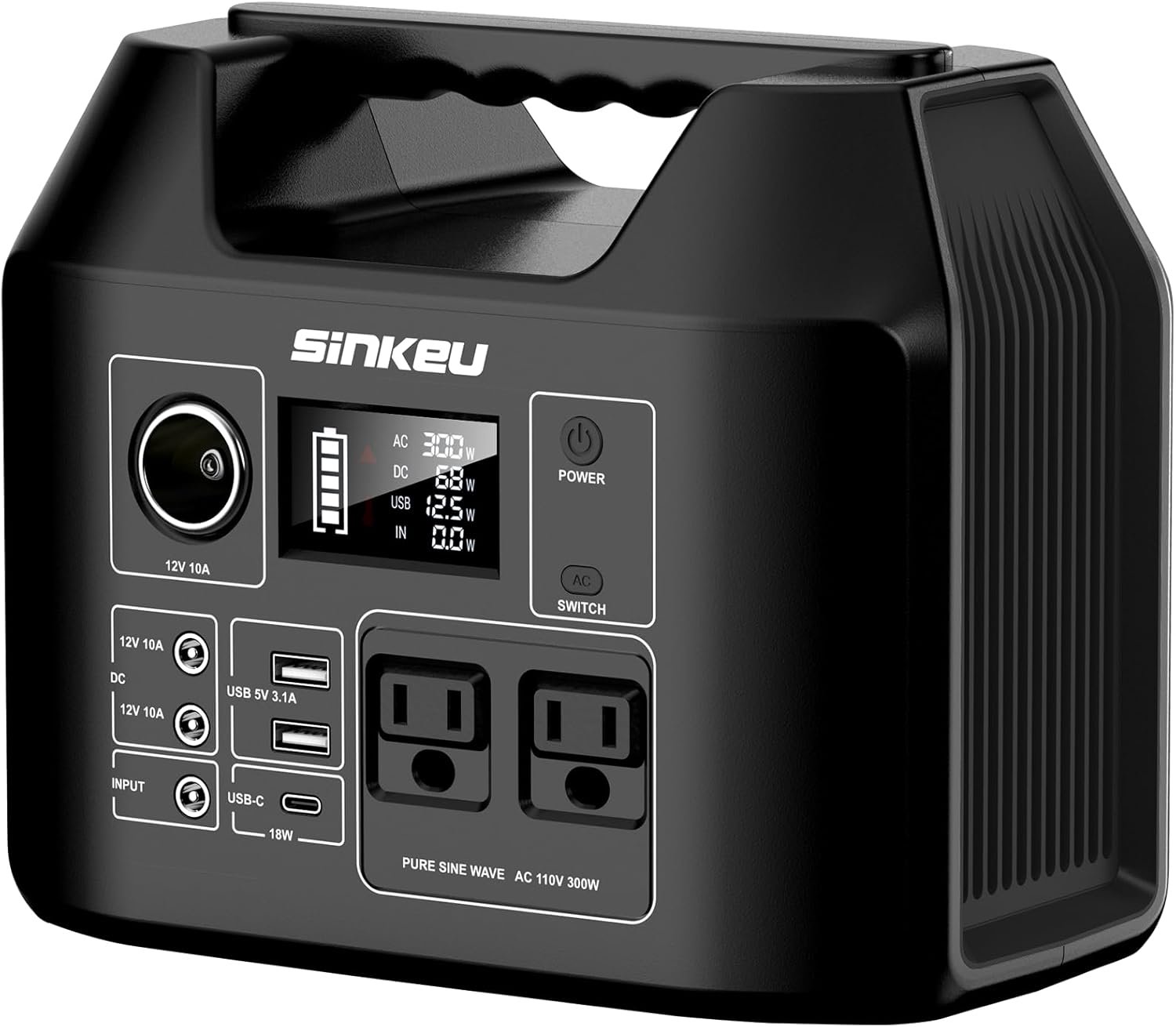 SinKeu Portable Power Station 80000mAh, 256Wh LiFePO4 Battery Backup,300W AC Outlets, Solar Generator for Hurricane Emergency Outdoor Camping RVs Home