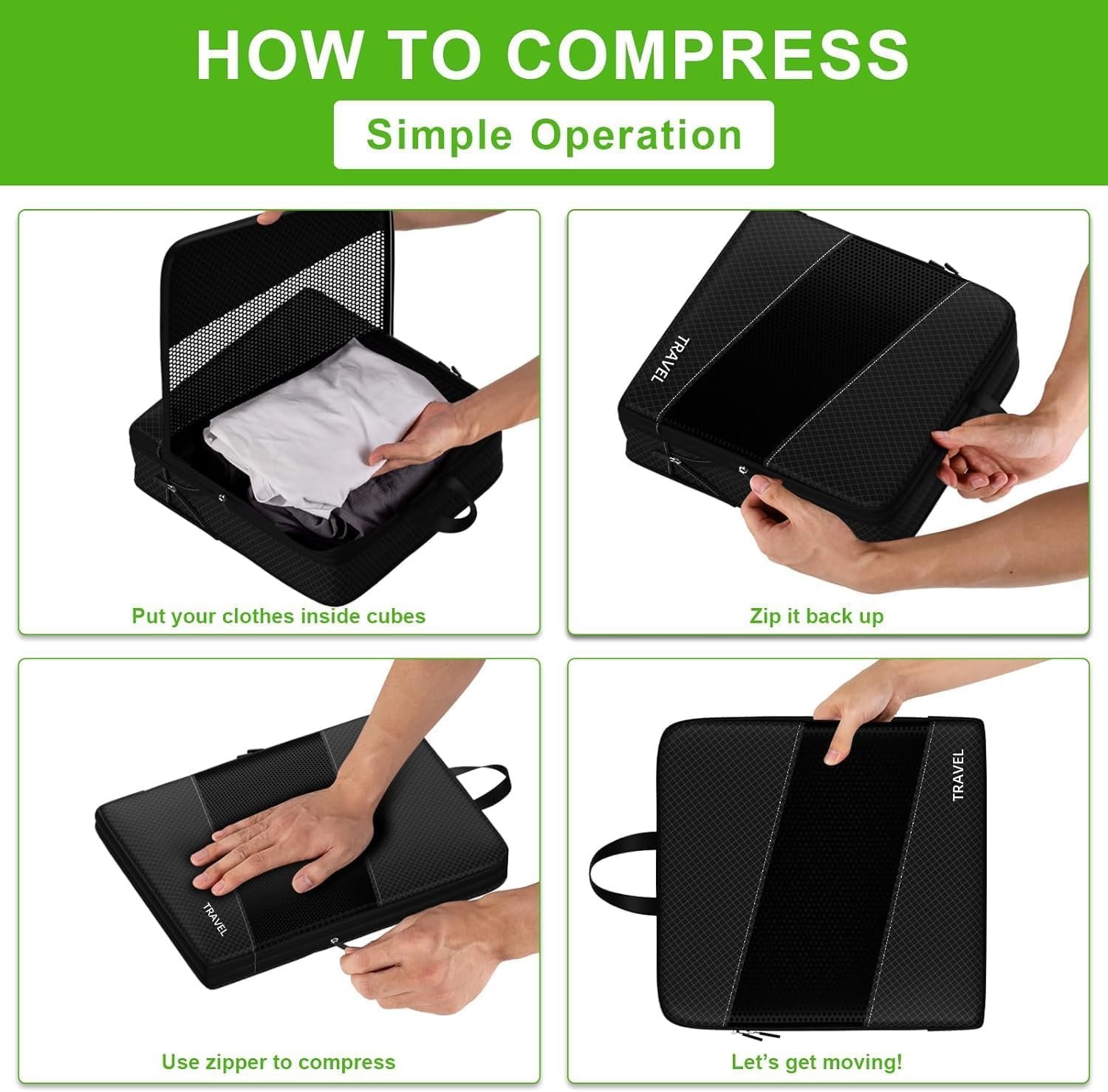 Compression Packing Cubes for Suitcases, UNTIFUL 6 Set Travel Organizer Cubes for Travel Essentials - Image 3