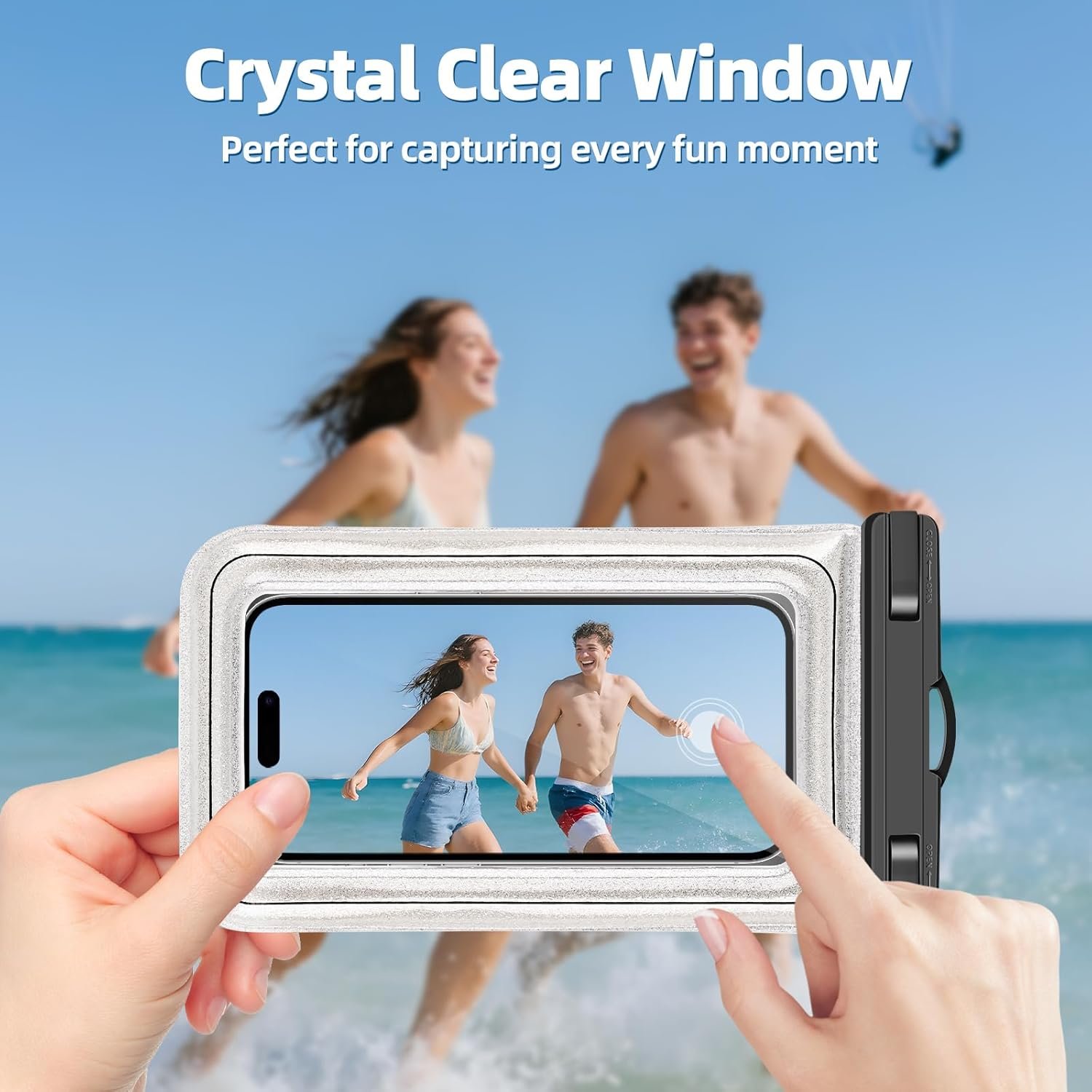 Waterproof Phone Pouch, IP68 Floating Waterproof Phone Case, Dry Bag Beach Essentials with Adjustable Lanyard for iPhone 16 Pro Max /15 Pro/Galaxy S24 S23, Up to 7.0'', Flash Silver, 1 Pack - Image 5