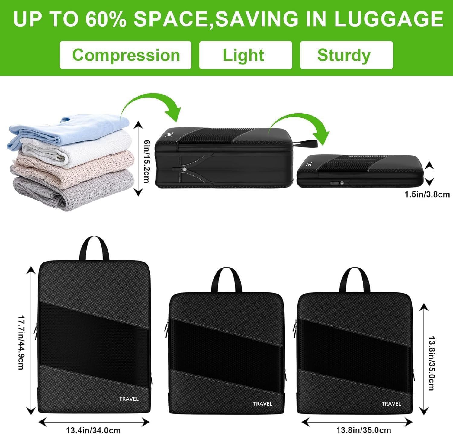 Compression Packing Cubes for Suitcases, UNTIFUL 6 Set Travel Organizer Cubes for Travel Essentials - Image 4