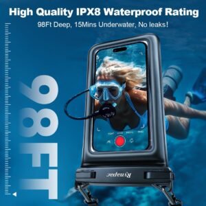 [Up to 8.5”] Floating Waterproof Phone Pouch 2 Pack, IPX8 Double Space Waterproof Phone Case with Lanyard for iPhone 17 16 15 Pro Max, Galaxy S25 Ultra, Cellphone Dry Bag Beach Cruise Ship Essentials