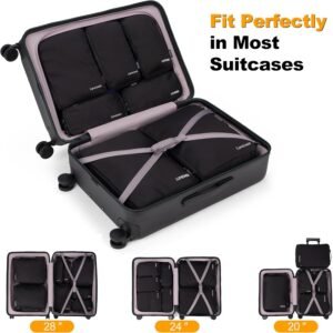 8 Set Compression Packing Cubes for Travel, Waterproof Luggage Organizers, Suitcase Organizer Set for Carry-On & Checked Baggage, Travel Accessories for Men & Women