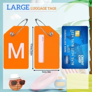 8 Pcs Initial Letter A-Z Luggage Tags Silicone Suitcase Instrument Tag with Name Card and Stainless Steel Loop(Letter M,Colorful)