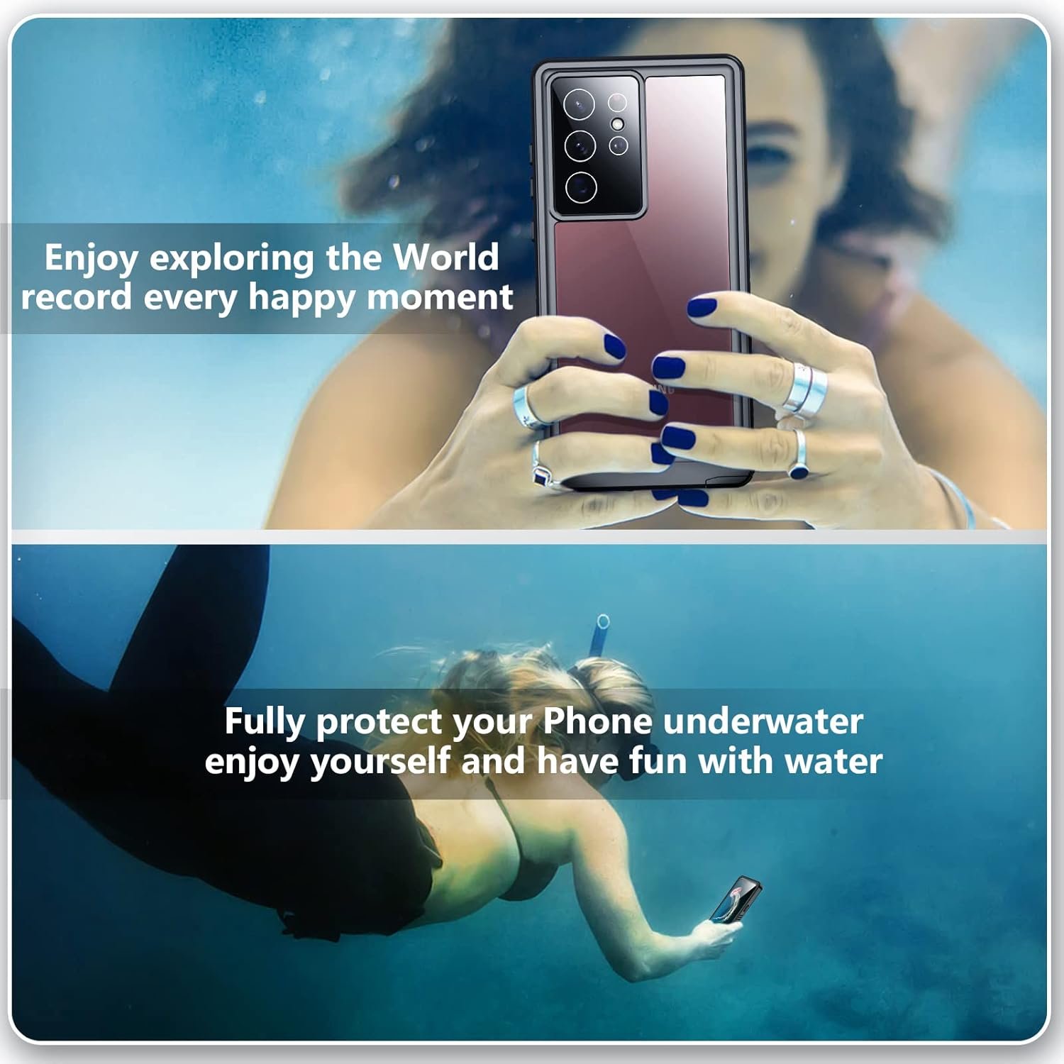 SPIDERCASE Designed for Samsung Galaxy S22 Ultra Case Waterproof, Built-in Screen Protector Full Protection Heavy Duty Shockproof Anti-Scratched Rugged Case, Black - Image 8