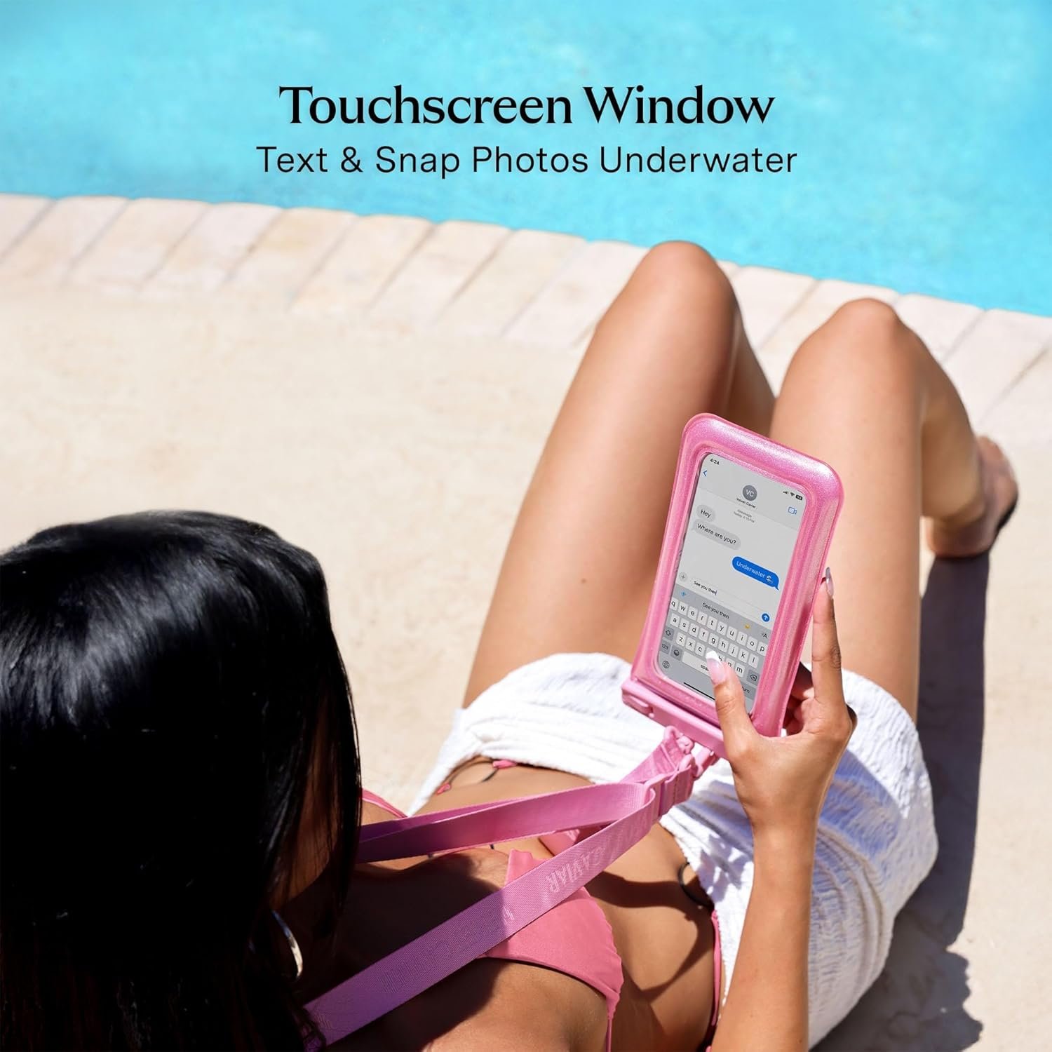 VELVET CAVIAR Waterproof Phone Pouch with Lanyard | IP68 Floating Case for iPhone & All Phones | Dry Bag for Snorkeling, Beach, Kayaking | Travel & Cruise Essentials for Women (Lavender Holo) - Image 4