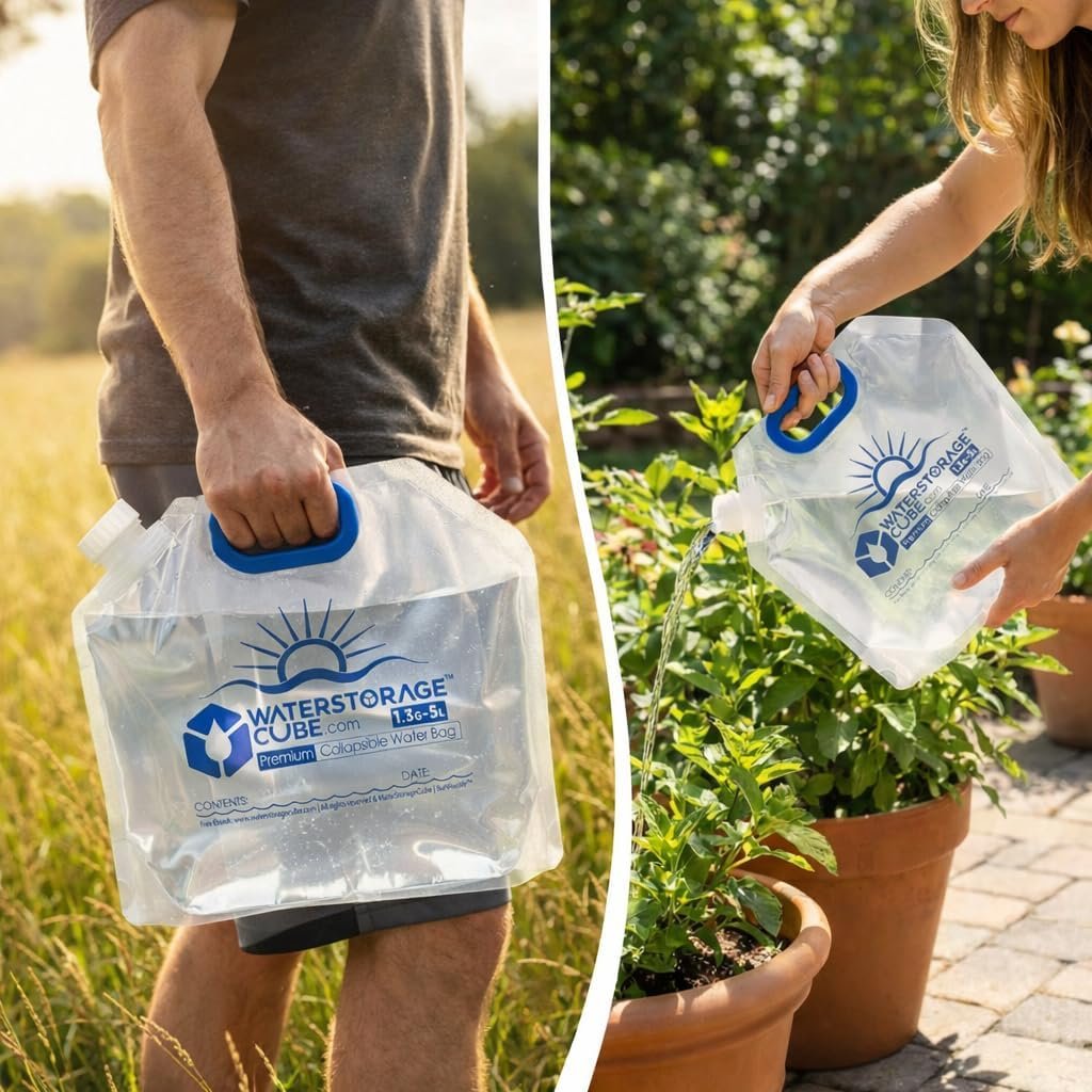 WaterStorageCube Premium Collapsible Water Container Bag, BPA Free Food Grade Clear Plastic Storage Jug for Camping Hiking Backpack Emergency, No-Leak Freezable Foldable Water Bottle 1.3/2.6 Gallon - Image 7