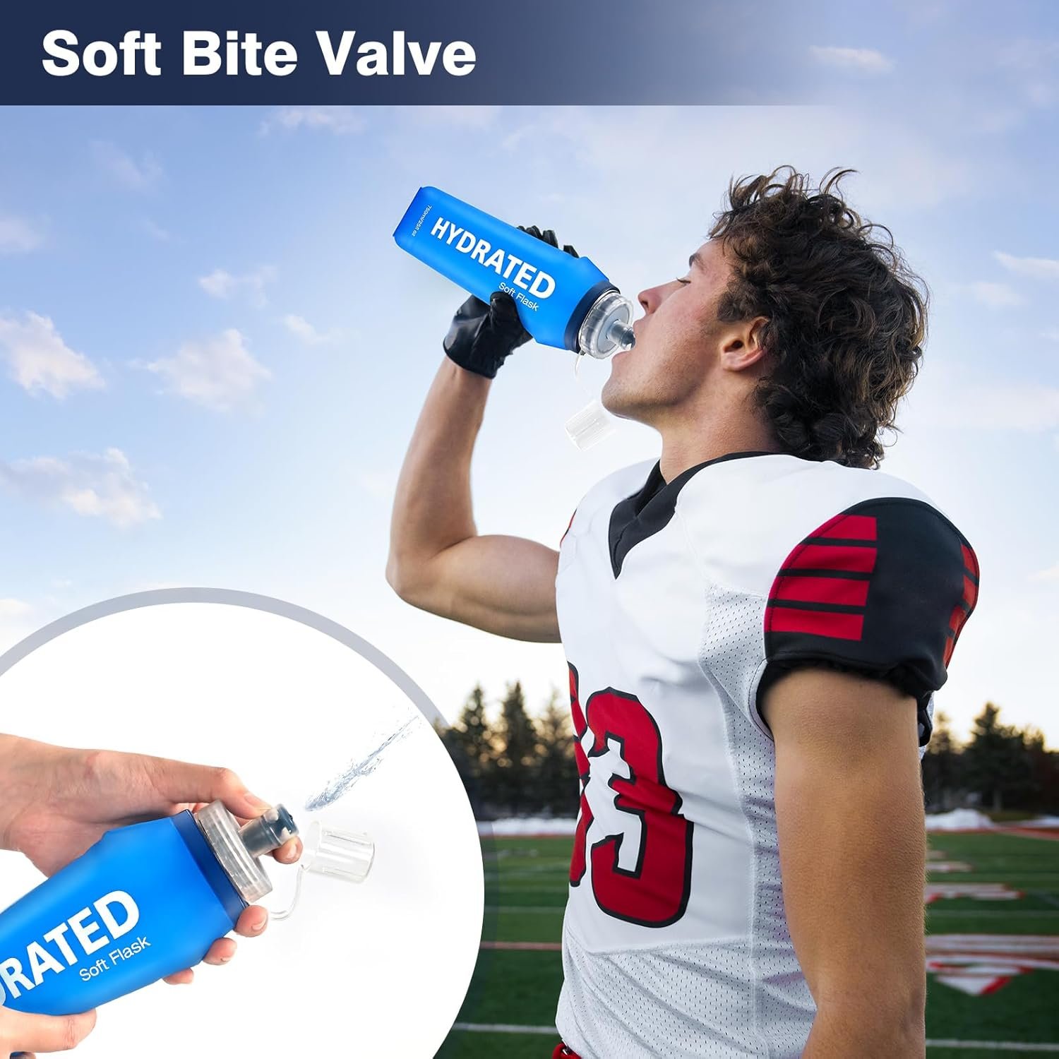 3 Pack Soft Water Bottle, 25oz/750ml Flask Running Bottles for Hydration Packs, TPU Collapsible Reusable Handheld Flasks for Hiking Cycling Climbing - Image 3