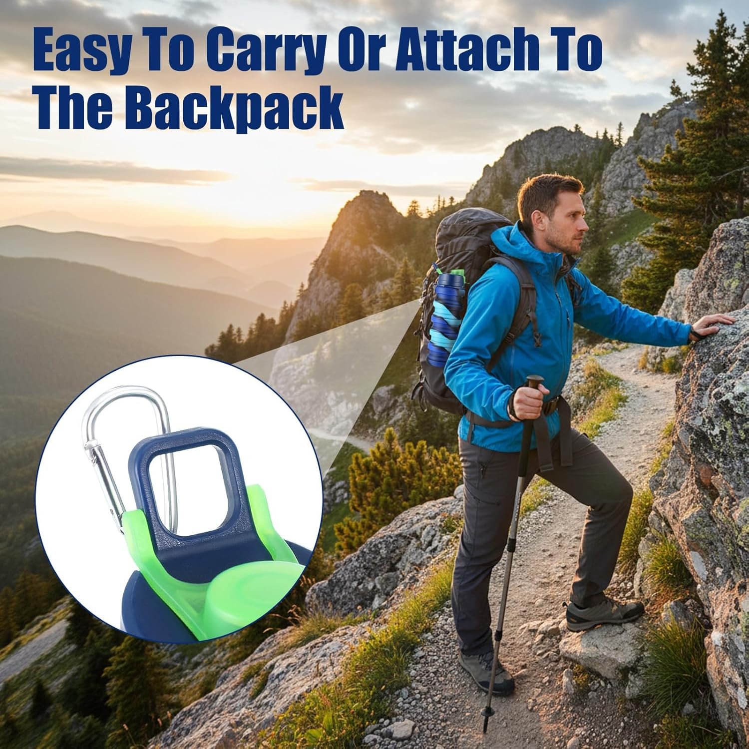 5 Pcs Collapsible Water Bottles, 16 oz Portable Foldable Water Bottle with Metal Clip Silicone Leakproof Travel Waters Bottle Reusable Sports Waters Bottles for Travel Camping Hiking Cycling - Image 5