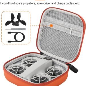 Sunnylife Carrying Case for DIJ NEO Drone, Portable Storage Travel Bag Case with Carabiner Hook for DJI NEO Drone and Accessories Protection, Orange