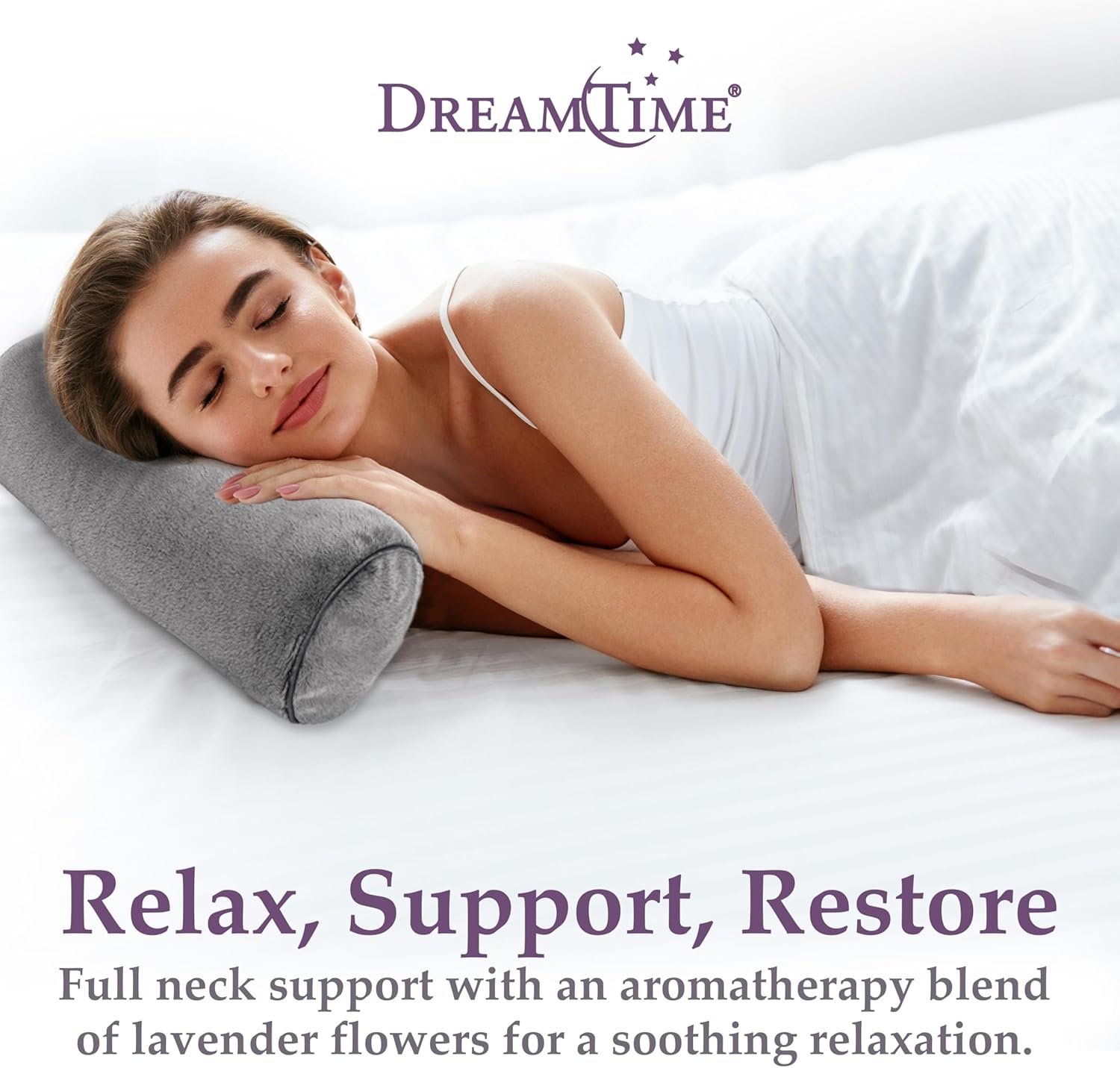 Dreamtime Neck Roll Pillow, Buckwheat Filling, Soothing Lavender Scent, Neck Pillow for Great Sleep - Image 2