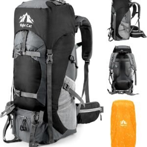 Night Cat Hiking Backpacks 70L Camping Backpacking Packs for Men Women Lightweight Outdoor for Mountaineering Traveling, No Internal Frame