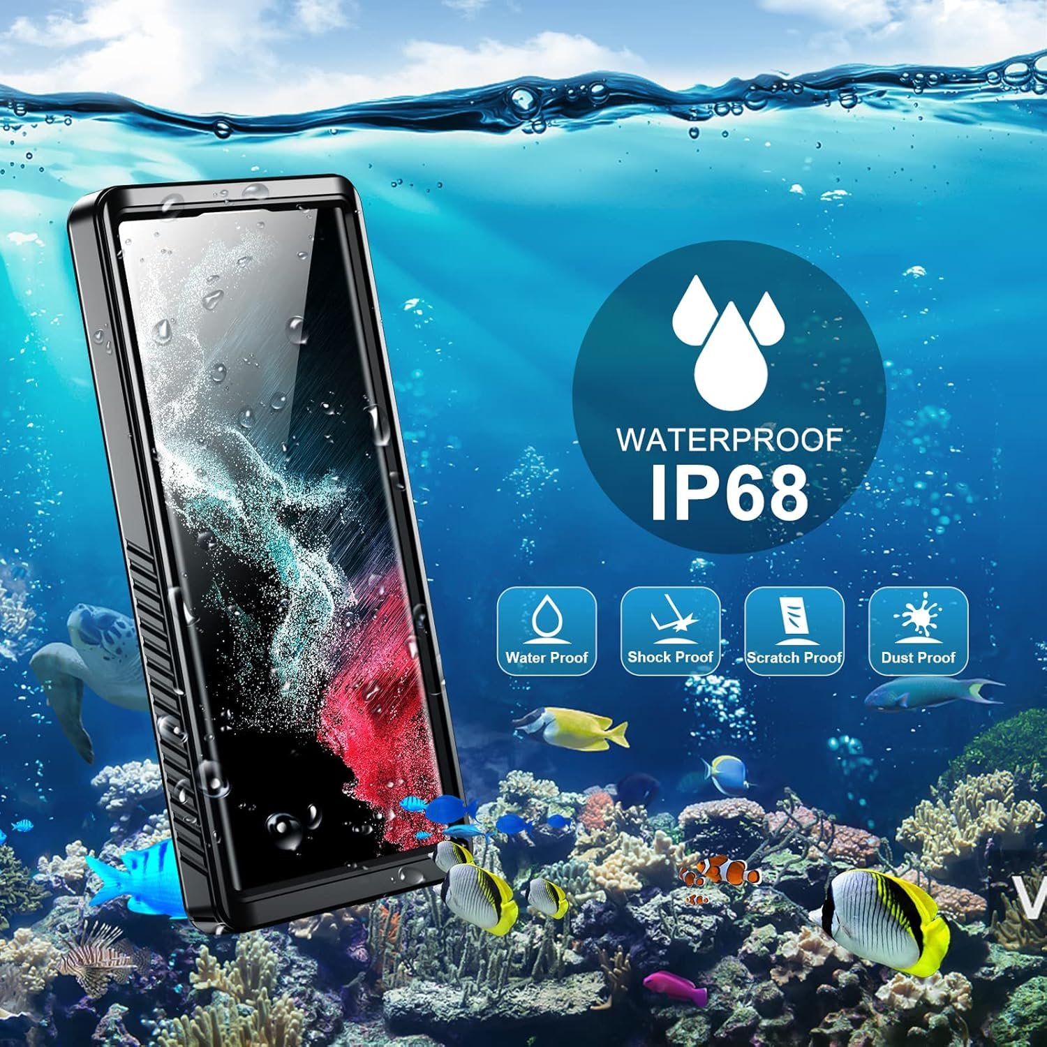 SPIDERCASE Designed for Samsung Galaxy S22 Ultra Case Waterproof, Built-in Screen Protector Full Protection Heavy Duty Shockproof Anti-Scratched Rugged Case, Black - Image 7