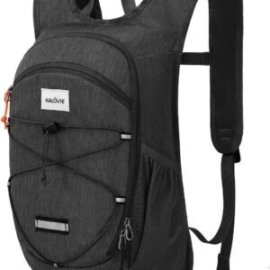 HALOVIE 15L Foldable Hiking Backpack Phone Pocket Lightweight Travel Daypack Shoulder with Chest Strap Small Packable Pack for Walking Women Men (Black)