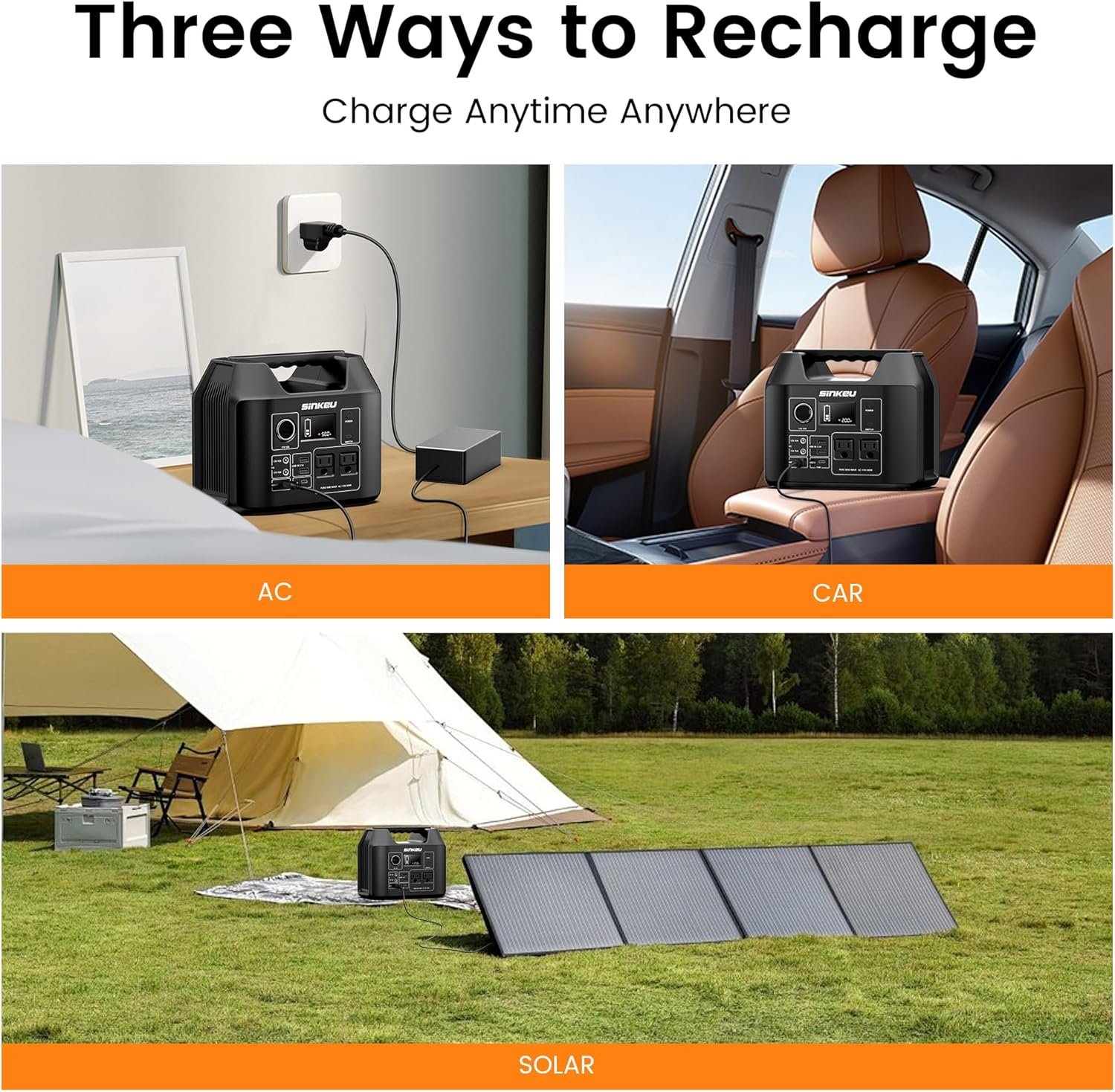 SinKeu Portable Power Station 80000mAh, 256Wh LiFePO4 Battery Backup,300W AC Outlets, Solar Generator for Hurricane Emergency Outdoor Camping RVs Home - Image 4