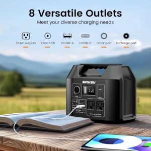 SinKeu Portable Power Station 80000mAh, 256Wh LiFePO4 Battery Backup,300W AC Outlets, Solar Generator for Hurricane Emergency Outdoor Camping RVs Home