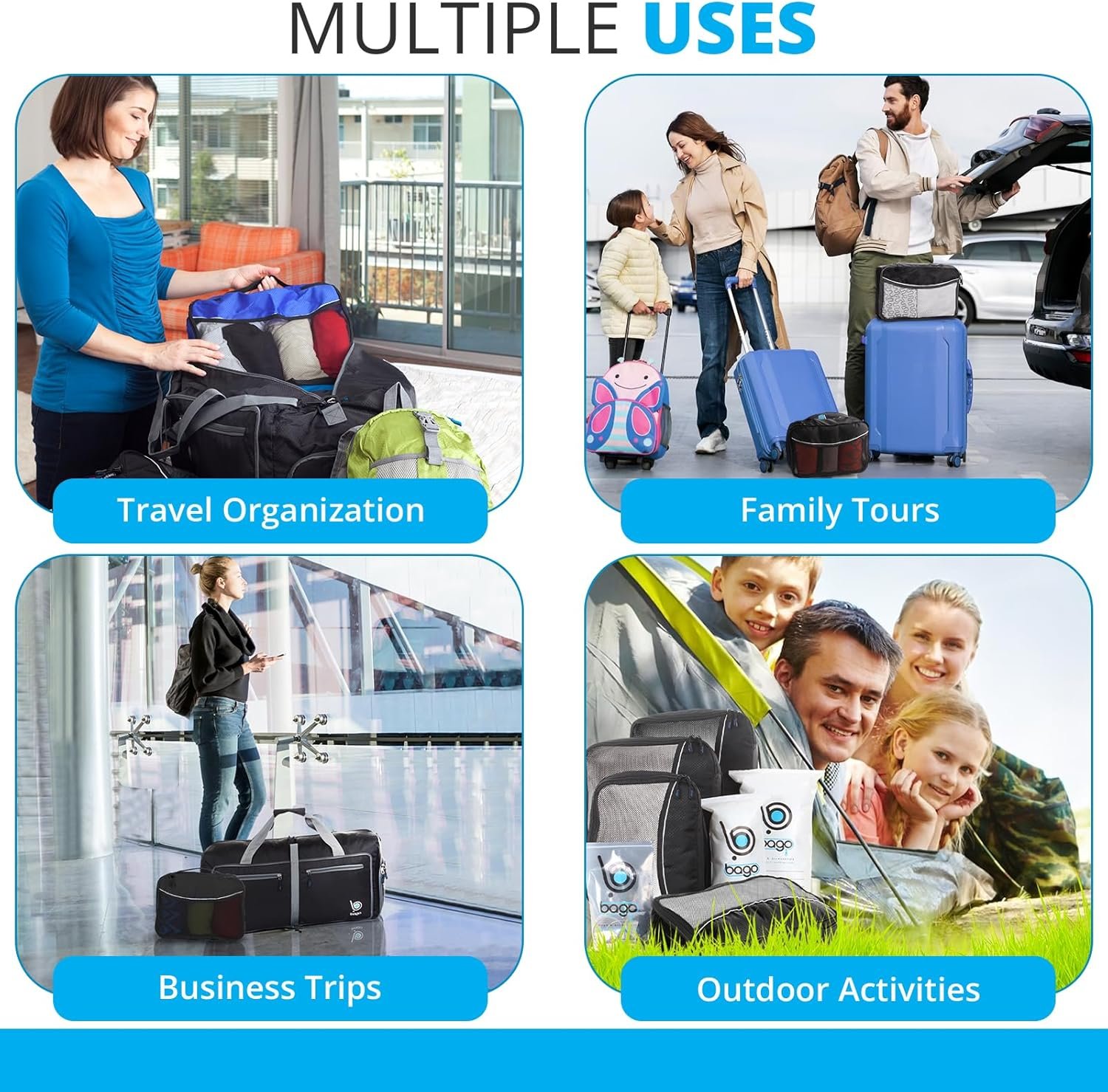 bago 8 Pcs Packing Cubes for Travel - 5 Travel Packing Cubes for Suitcases with 3 ZipLock Bags, Luggage Organizer Bags to Get Maximum Storage, Save Time & Effort to Pack (Black Blue Purple Green Pink) - Image 9