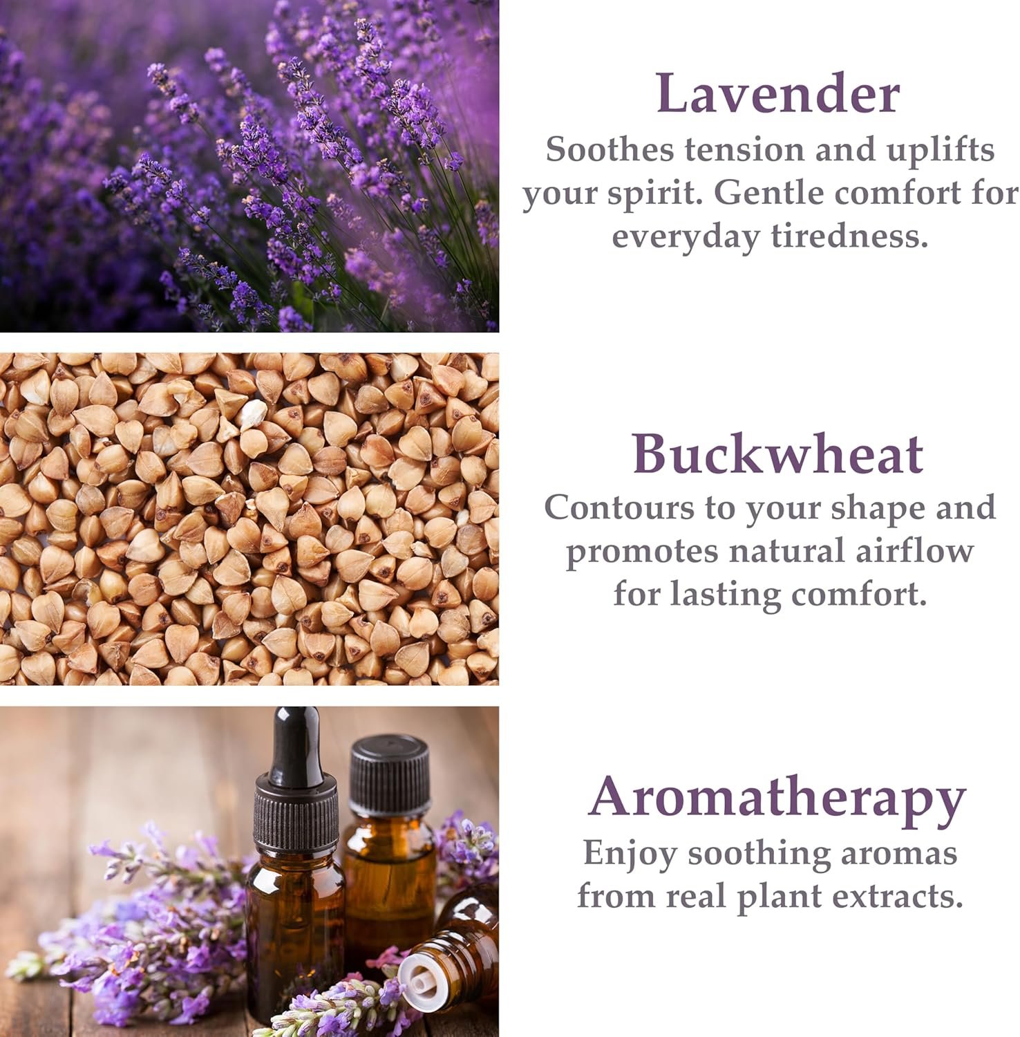 Dreamtime Neck Roll Pillow, Buckwheat Filling, Soothing Lavender Scent, Neck Pillow for Great Sleep - Image 3