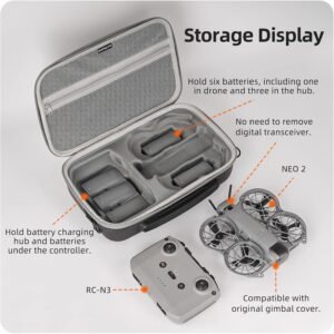 Carrying Case for DJI Neo 2 Fly More Combo Accessories, Portable Travel Shoulder Bag for DJI Neo 2 Drone, RC-N3 Remote Controller and Intelligent Flight Battery