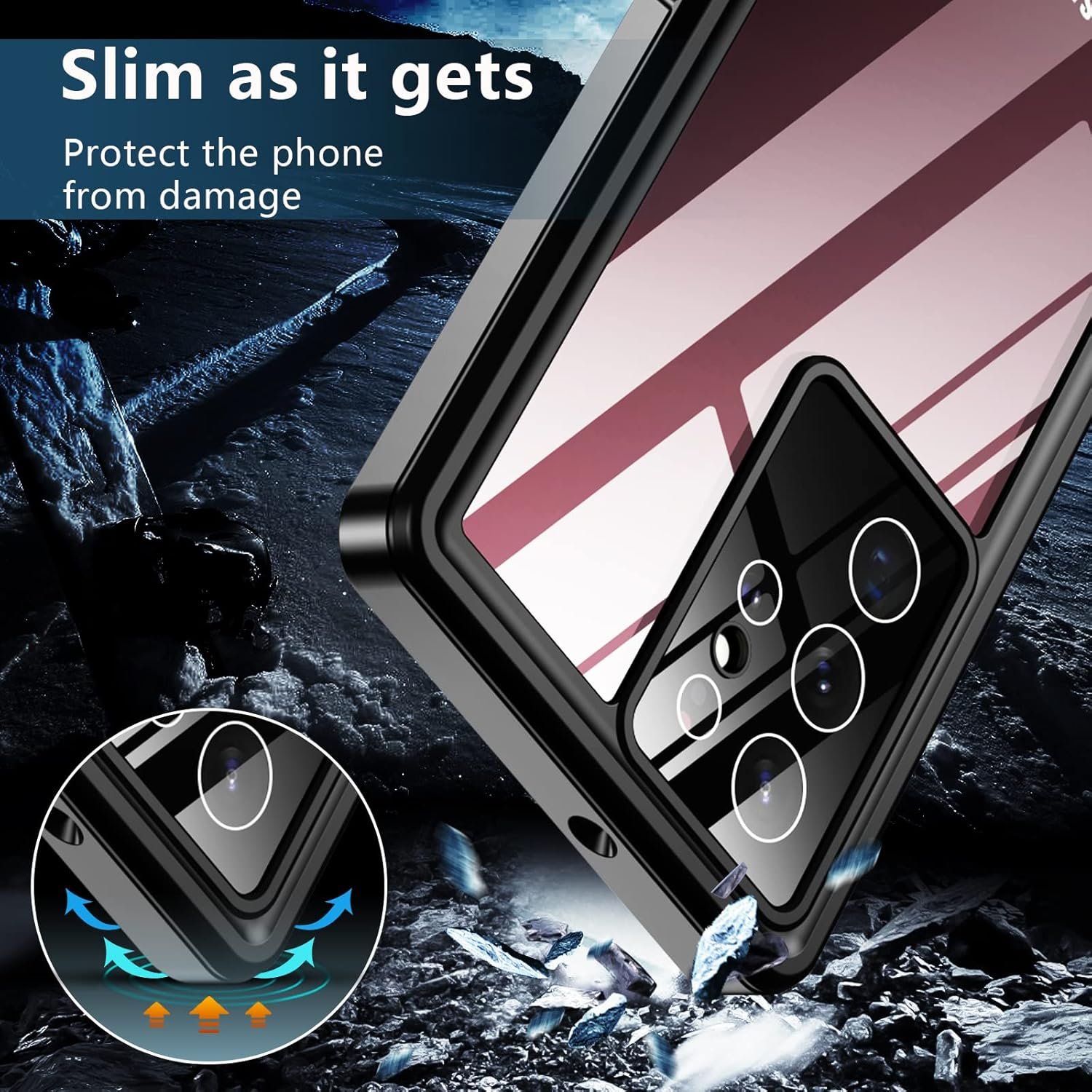 SPIDERCASE Designed for Samsung Galaxy S22 Ultra Case Waterproof, Built-in Screen Protector Full Protection Heavy Duty Shockproof Anti-Scratched Rugged Case, Black - Image 6