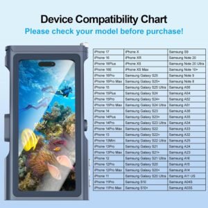Beasyjoy Waterproof Phone Case, Underwater Snorkeling Diving Case for iPhone 16/15/14/13/12 Pro Max Samsung Galaxy S25/S24/S23 Ultra, Professional Scuba Dive Housing for Underwater Photo & Video, Blue