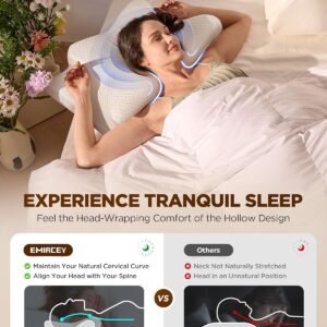 Dream Without Pain Cervical Neck Pillow for Sleeping, Ergonomic Side Sleeper Pillows for Adults, Cooling Orthopedic Pillow for Neck Relief Support, Memory Foam Pillows Back Stomach Sleepers