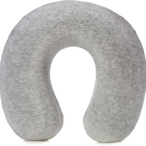 Amazon Basics Soft Memory Foam Semicircular Neck Pillow for Travel, Neck and Shoulder Support, Grey, Washable Cover