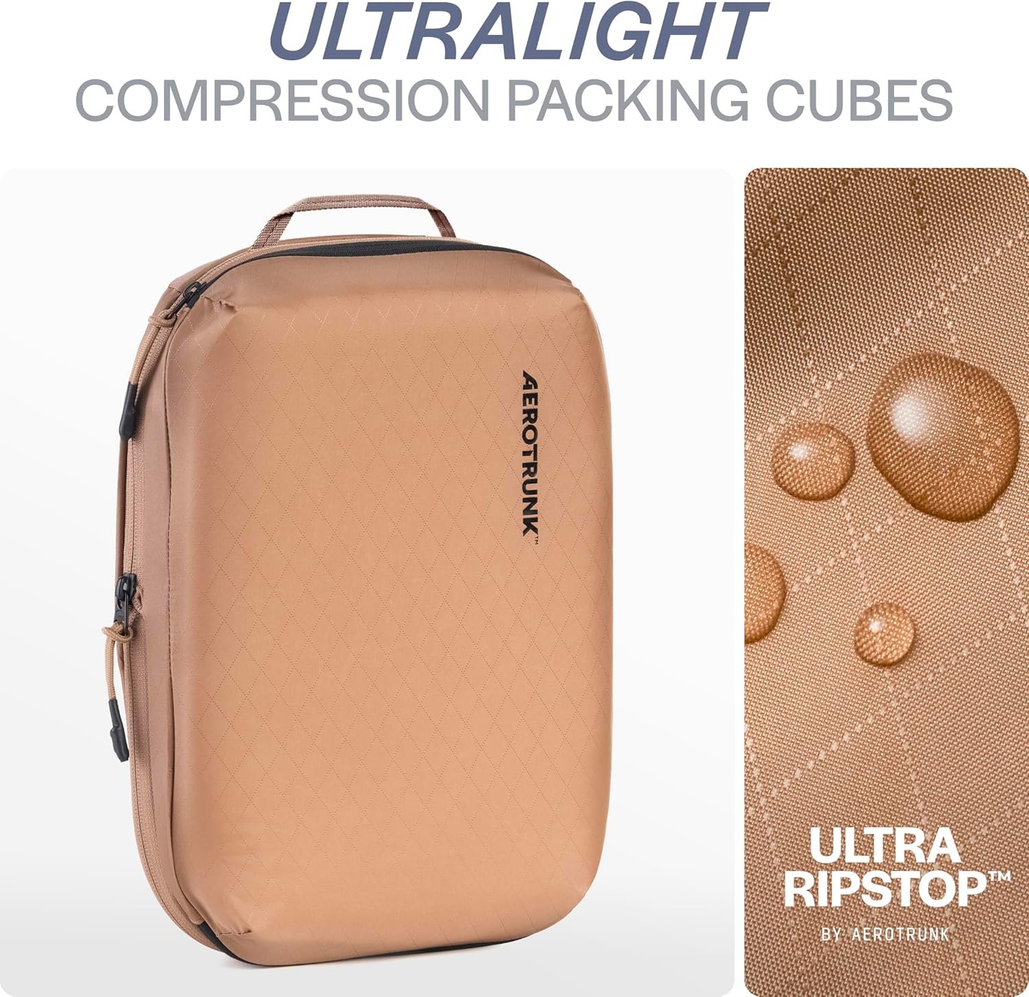 Aerotrunk Ultralight Compression Packing Cubes - Lightweight Travel Organizers for Suitcases and Luggage (6-Pack, Mocha) - Image 4