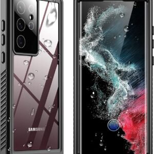 SPIDERCASE Designed for Samsung Galaxy S22 Ultra Case Waterproof, Built-in Screen Protector Full Protection Heavy Duty Shockproof Anti-Scratched Rugged Case, Black