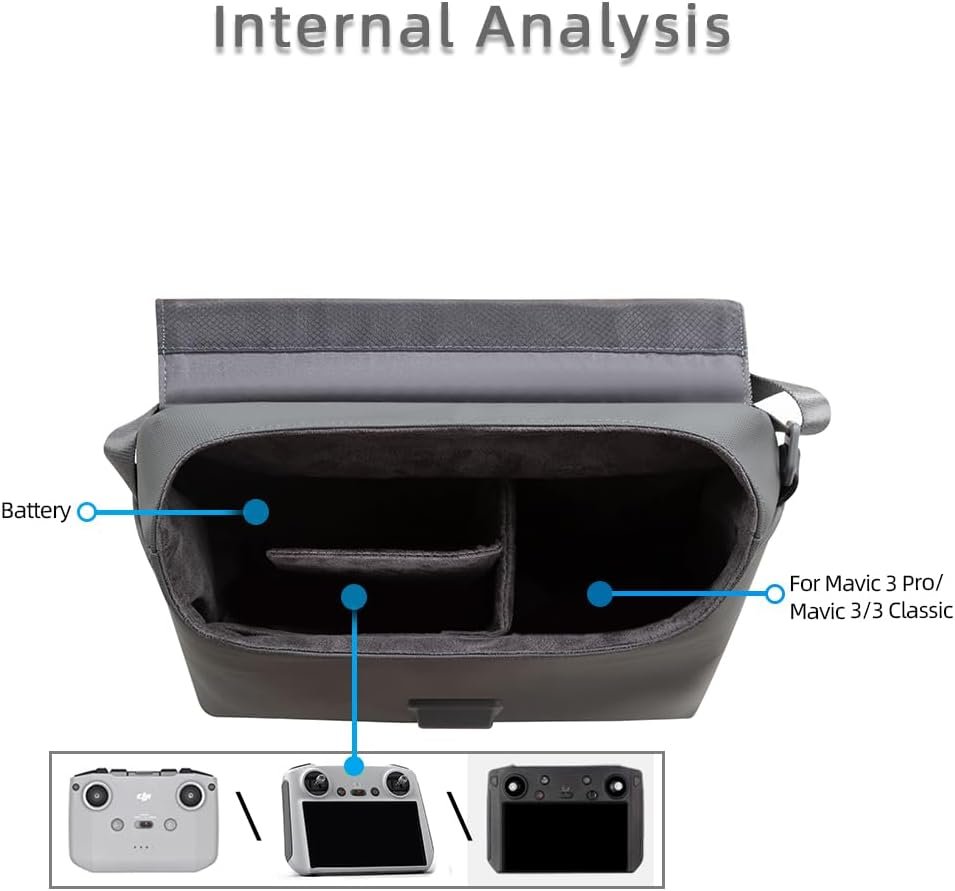 Travel Shoulder Bag for DJI Mavic 3 Pro/Mavic 3/ Mavic 3 Classic Drone Carrying Case Handbag Storage Bag with Adjustable Shoulder Strap(23.5 * 19.7 * 13.2cm/9.25 * 7.75 * 5.19inch) - Image 2